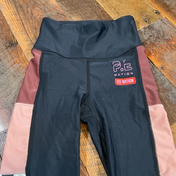 P.E Nation Colorblock Recycled Nylon Active Leggings Black Maroon Size XS - Picture 8 of 12